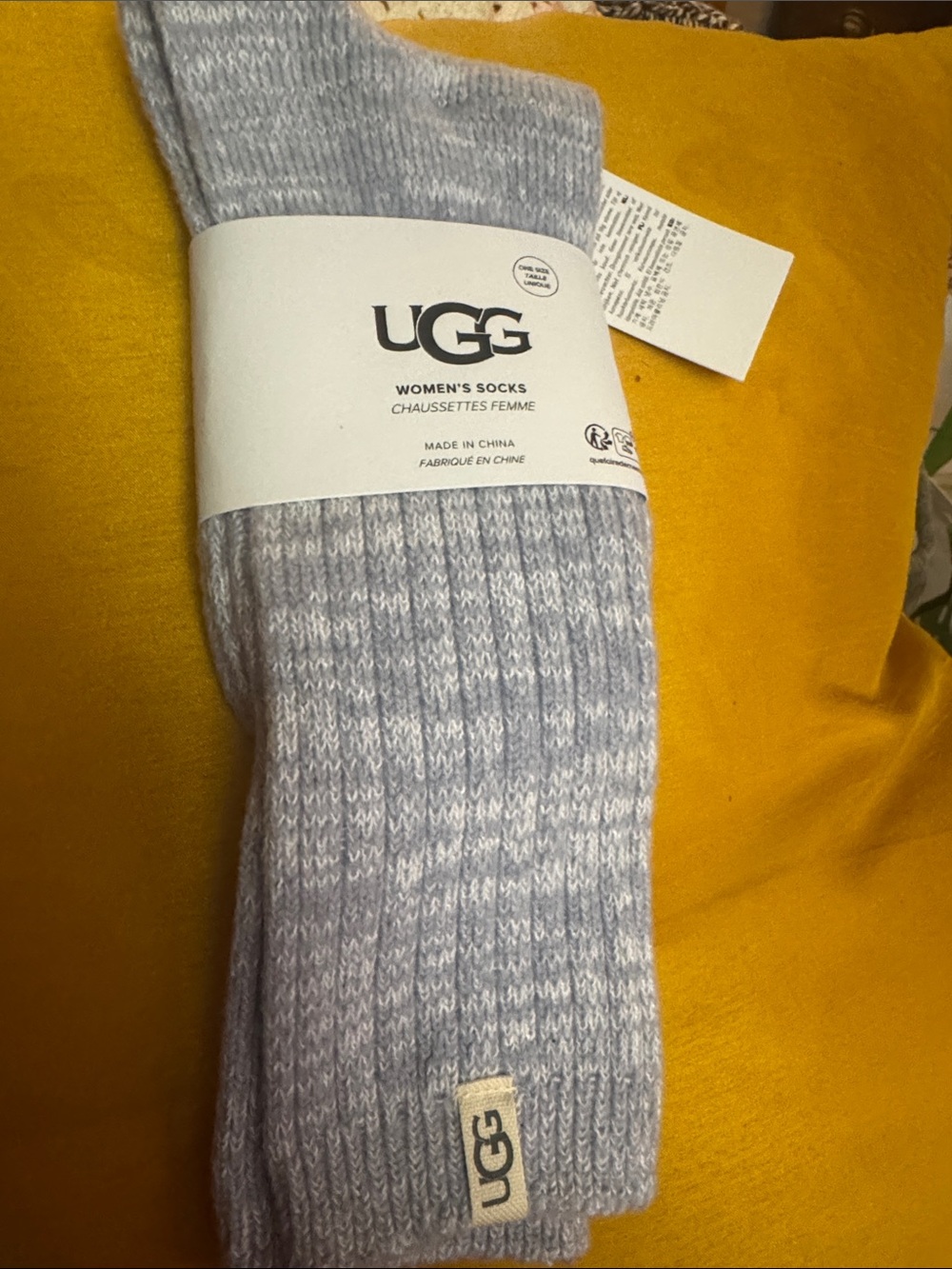 UGG Women's Light Gray Heather Knit Crew Socks